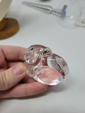 STEUBEN Signed Glass RAM Hand Cooler Lead Crystal Figurine Paperweight