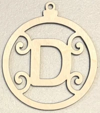Ready To Paint Wood Ornament - Initial Ornaments - Choose Letter - Free Shipping