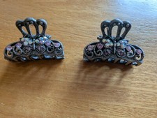 2 Fermagli per capelli piccoli con farfalla in cristallo rosa