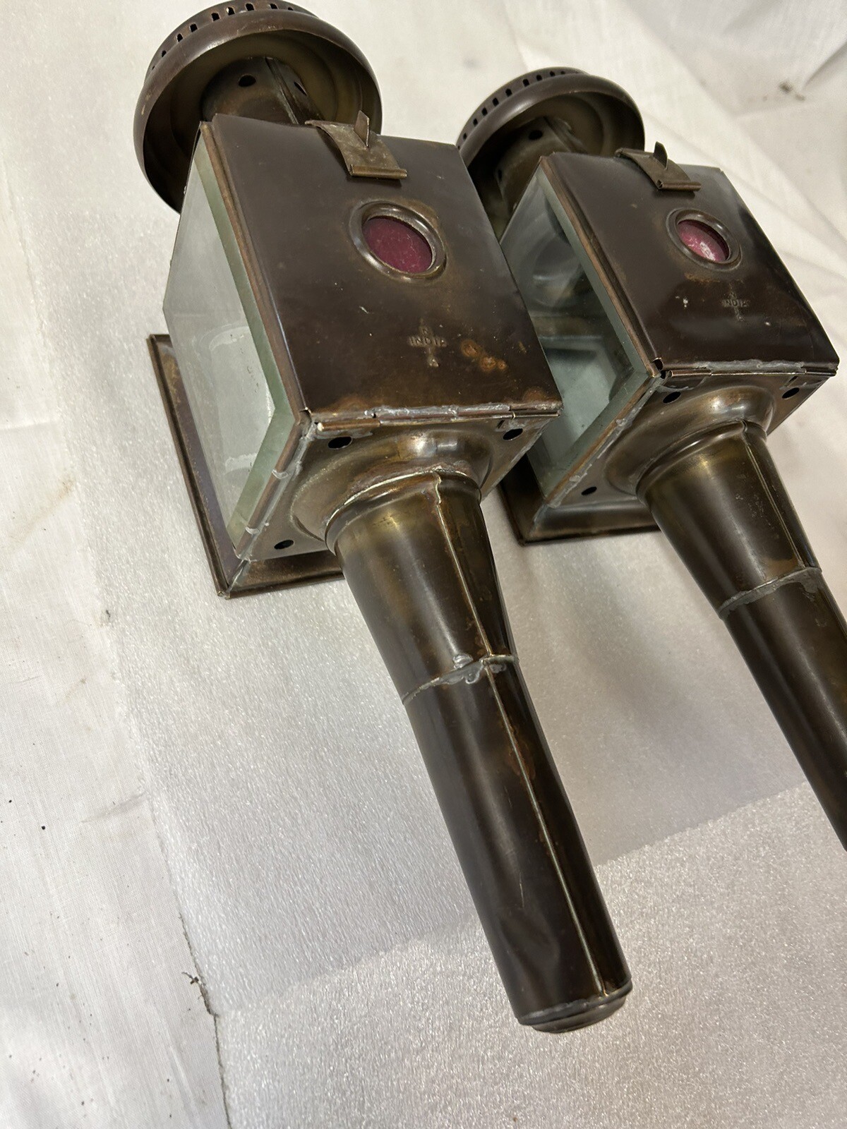 carriage lamps pair, Brass, India Kerosene Oil Lamps Buggy Lamps