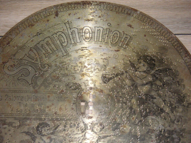 La Paloma Die Taube Symphonion Blechplatte 37 5cm antique music disc 14 3/4&#034