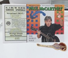 Paul McCartney / Konzertkarte + Kleine  Gitarre  Beschriftet / WORLD TOUR 1989