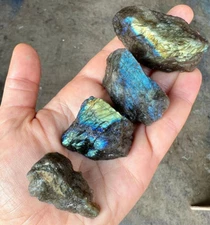 3Pcs Natural Raw Labradorite Healing Rough Chunks Rocks Crystal Mineral Specimen