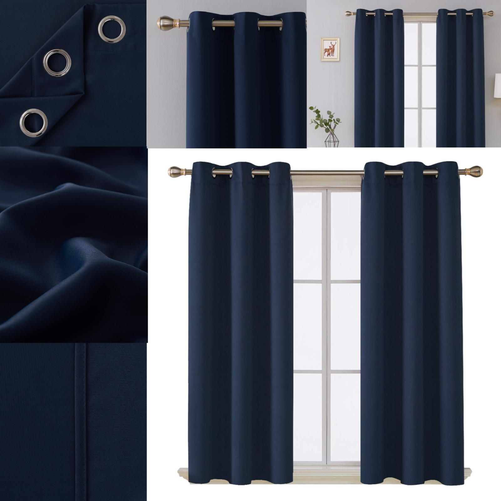 Thermal Blackout Curtains Pair Ready Made Curtain Ring Top Eyelets