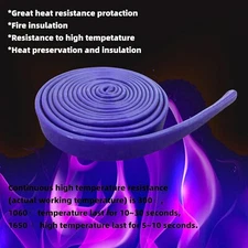 Blue Heat Shield Fire Sleeve Silicone Coated Heat Wrap Therm Armor for Wire 3/8"