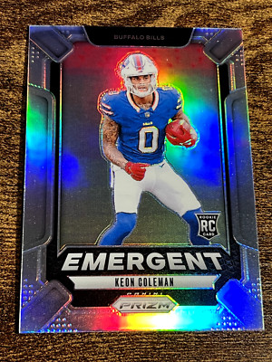 KEON COLEMAN 2024 Panini Prizm Emergent Silver Refractor Rookie RC 