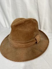 Vintage Dorfman Pacific Stingy Brim Fedora Corduroy Brown Tan Size 7