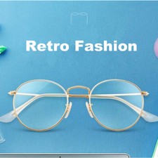 Vintage Oval 49mm Eyeglass Frames Metal Full Rim Myopia Rx able Retro Glasses