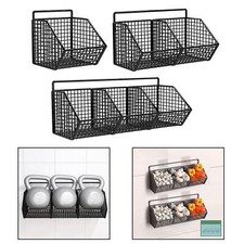 Metal Wire Storage Basket Fruit Basket Wall Mounted Hanging Kitchen Baskets for