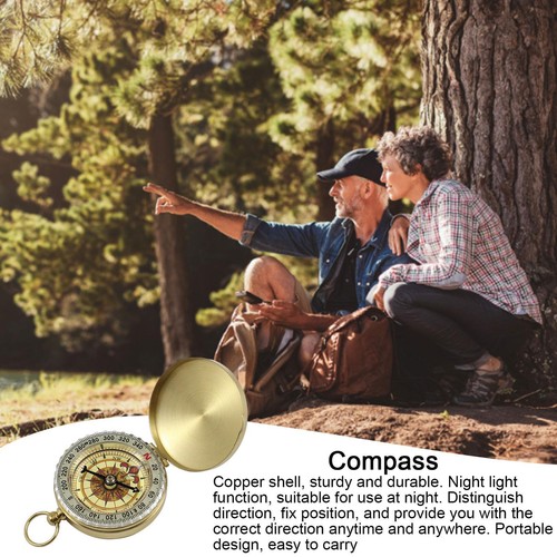 Outdoor Compass Glow In The Dark Orienteering Compass Vintage Hiking Backpacking - Picture 7 of 7