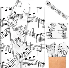 100Sheets Musical Notes Tissue Paper Black White Staff Pattern Gift Wrapping Tis