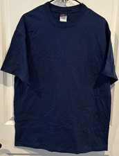 Hanes Beefy T Crew Neck T Shirt Navy Blue Sz. Large Preshrunk Cotton
