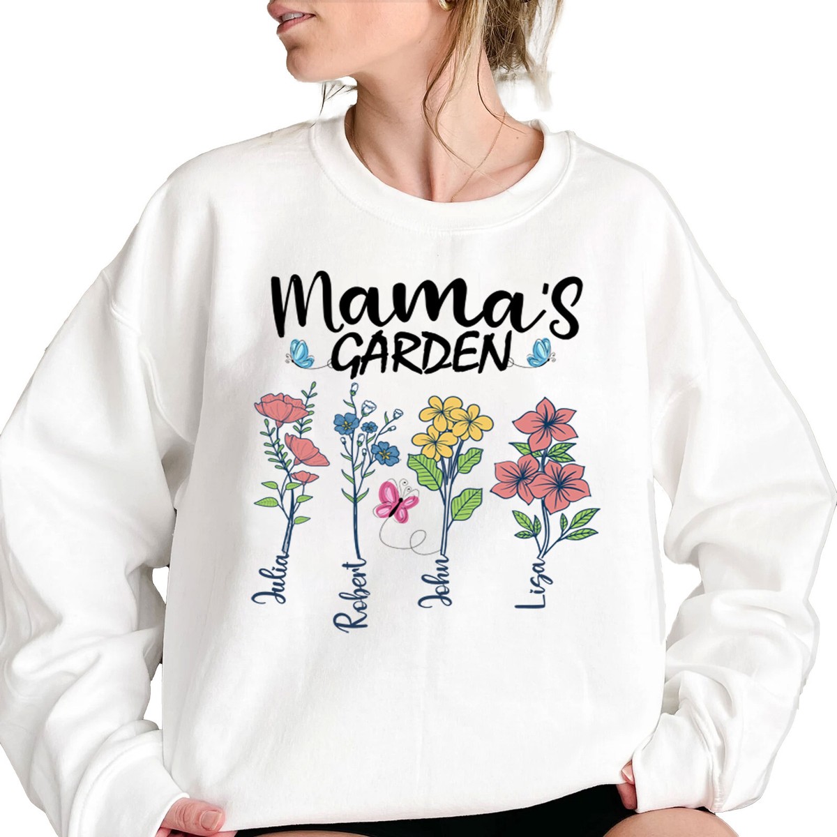 Custom Mothers Day Sweatshirt-Personalized Mom Gift Mama's Garden