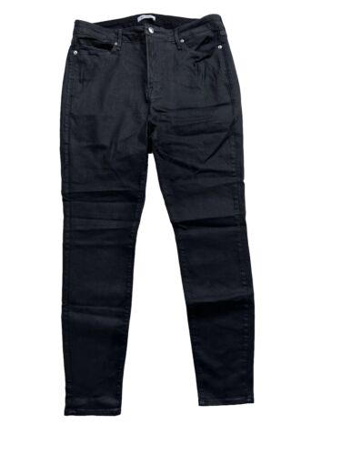 GOOD AMERICAN Good Legs Waxed Coated Jeans 16/ 28 High Rise Black Skinny Ankle
