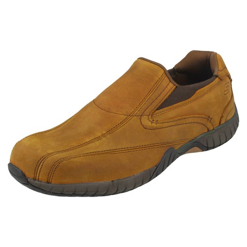 Hombre Marrón sin Cordones Cuero Nobuk Skechers Zapatillas Casual - Bascom