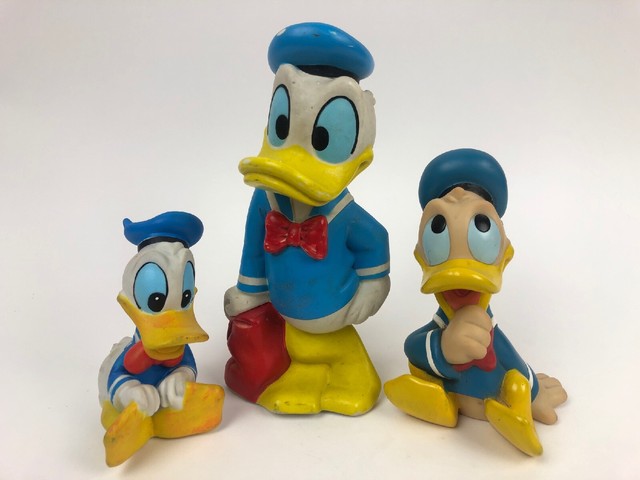 Group Of 3 Vintage Walt Disney Productions DONALD DUCK Vinyl Figure Squeak Toys | eBay