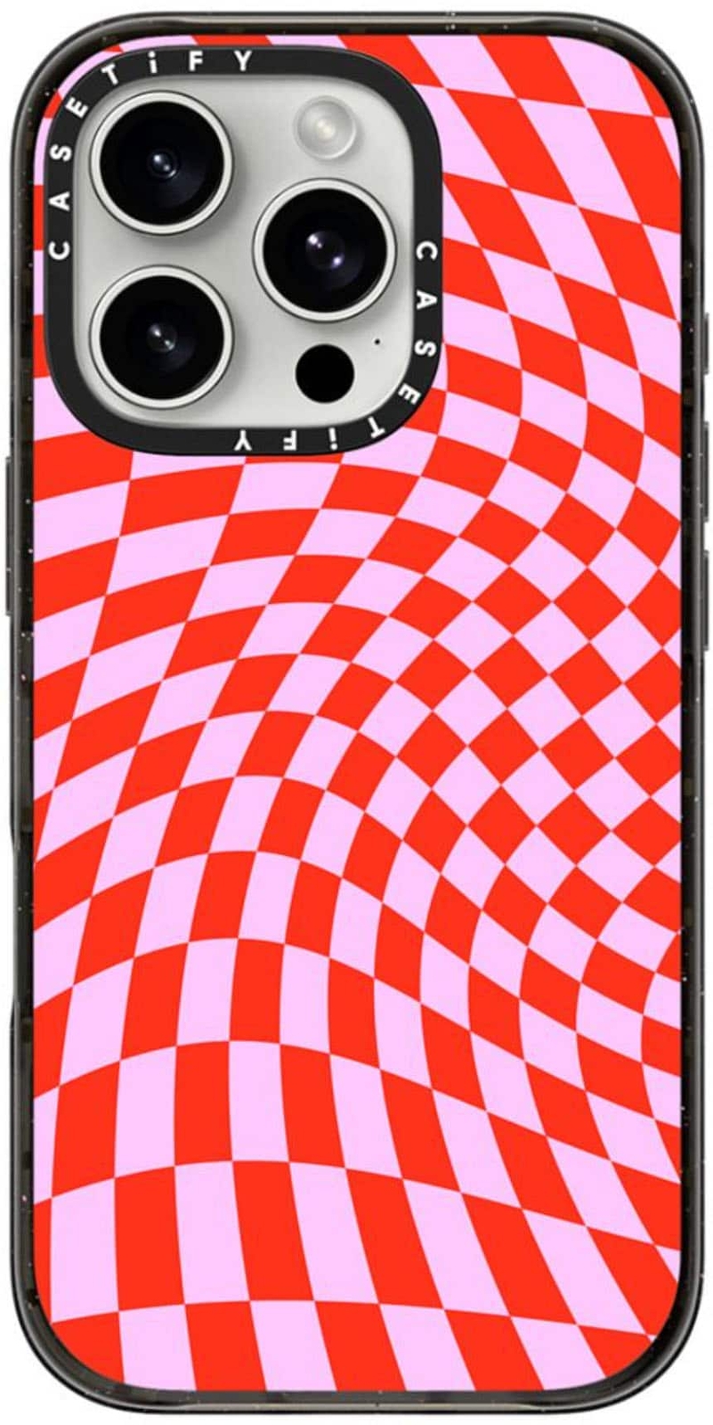 CASETiFY - Ударопрочный чехол с функцией MagSafe для Apple iPhone 16 Pro - Strawberry Check...