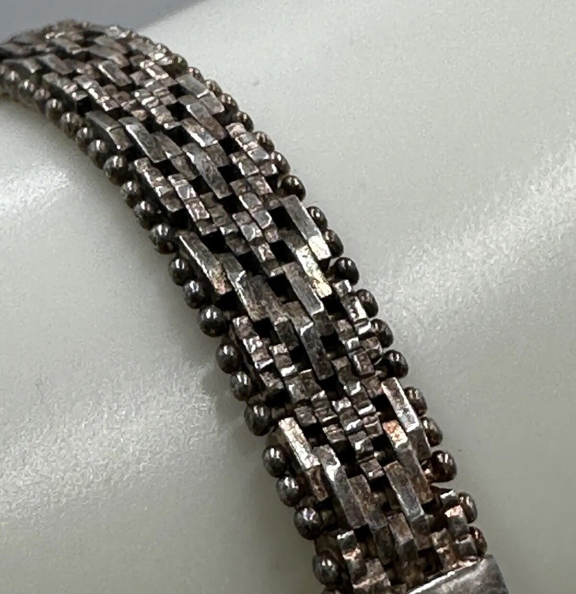 DNT 925 Sterling Silver Chevron Chain Bracelet 7