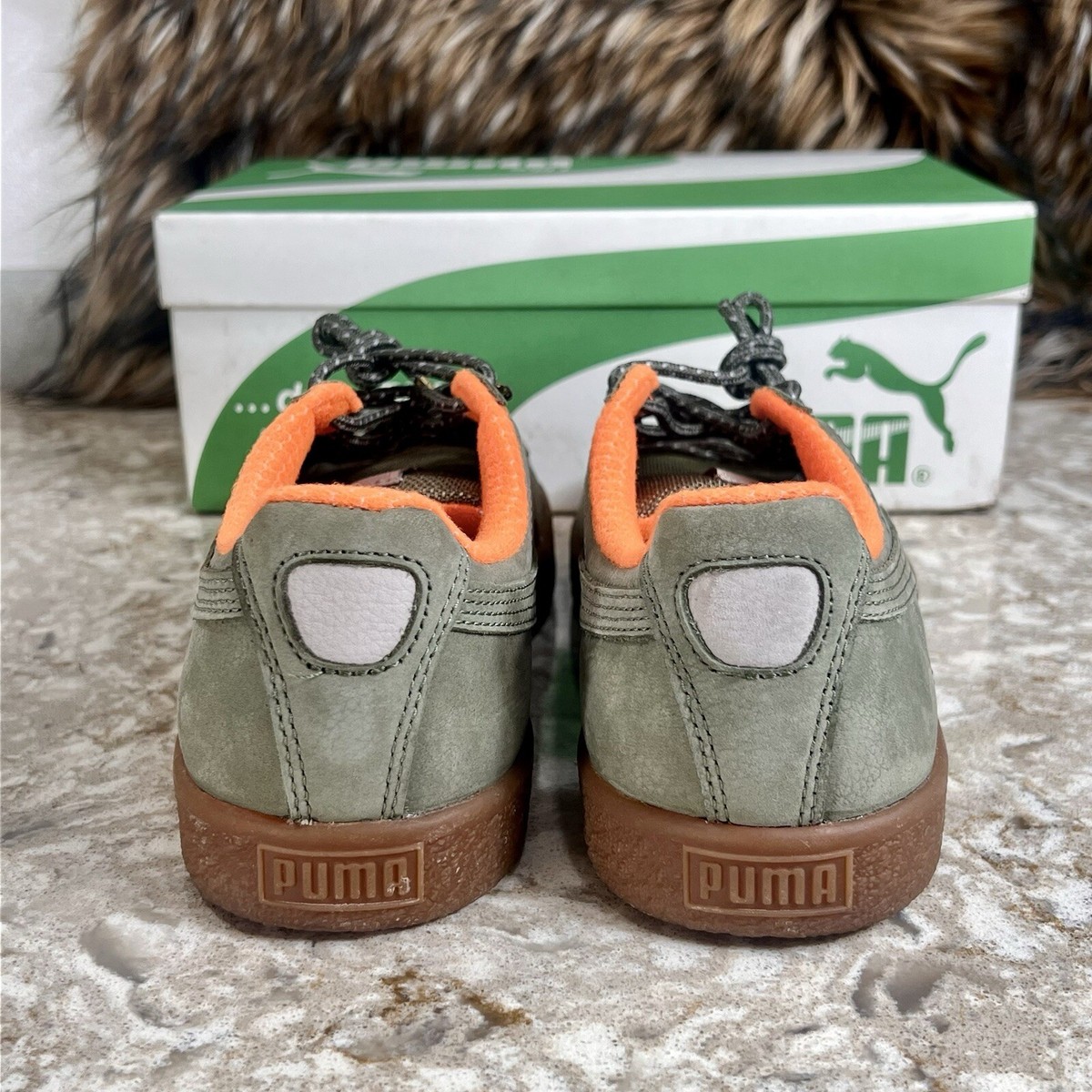 Puma Clyde Winter Men's Size 7 Olive Khaki Orange 363427 01 w/ Box