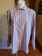 Van Heusen Shirt Mens XL 17-17.5 Pink/Gray Slim Fit Button Up Long Sleeves