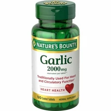 Nature's Bounty Garlic Tablets- Heath Health- 2000 Mg- 120 Ct