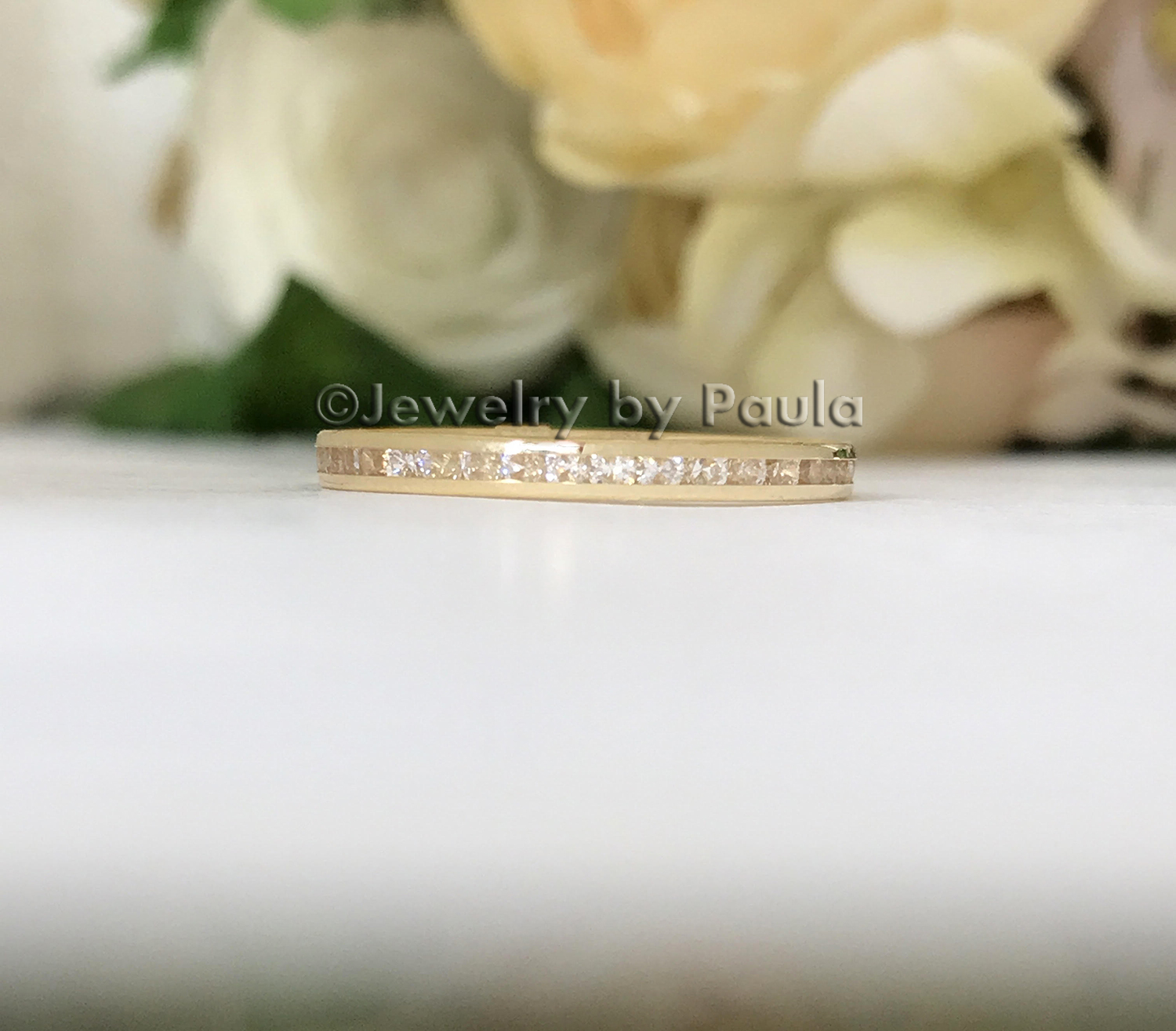 14k Solid Yellow Gold Eternity Stackable Ring Endless Wedding Band Lab ...