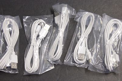 5 Pcs 5FT Data 2.0 White MINI USB A Male to USB Adapter Connector Cable Cord 60''