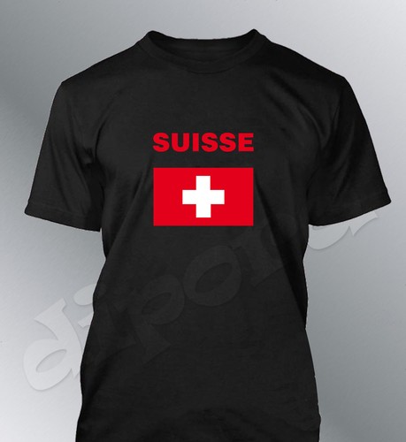 T-Shirt Schweiz Fußball Herren Fußball Flagge Schweiz Flagge Euro WM Kreuz - Picture 4 of 6