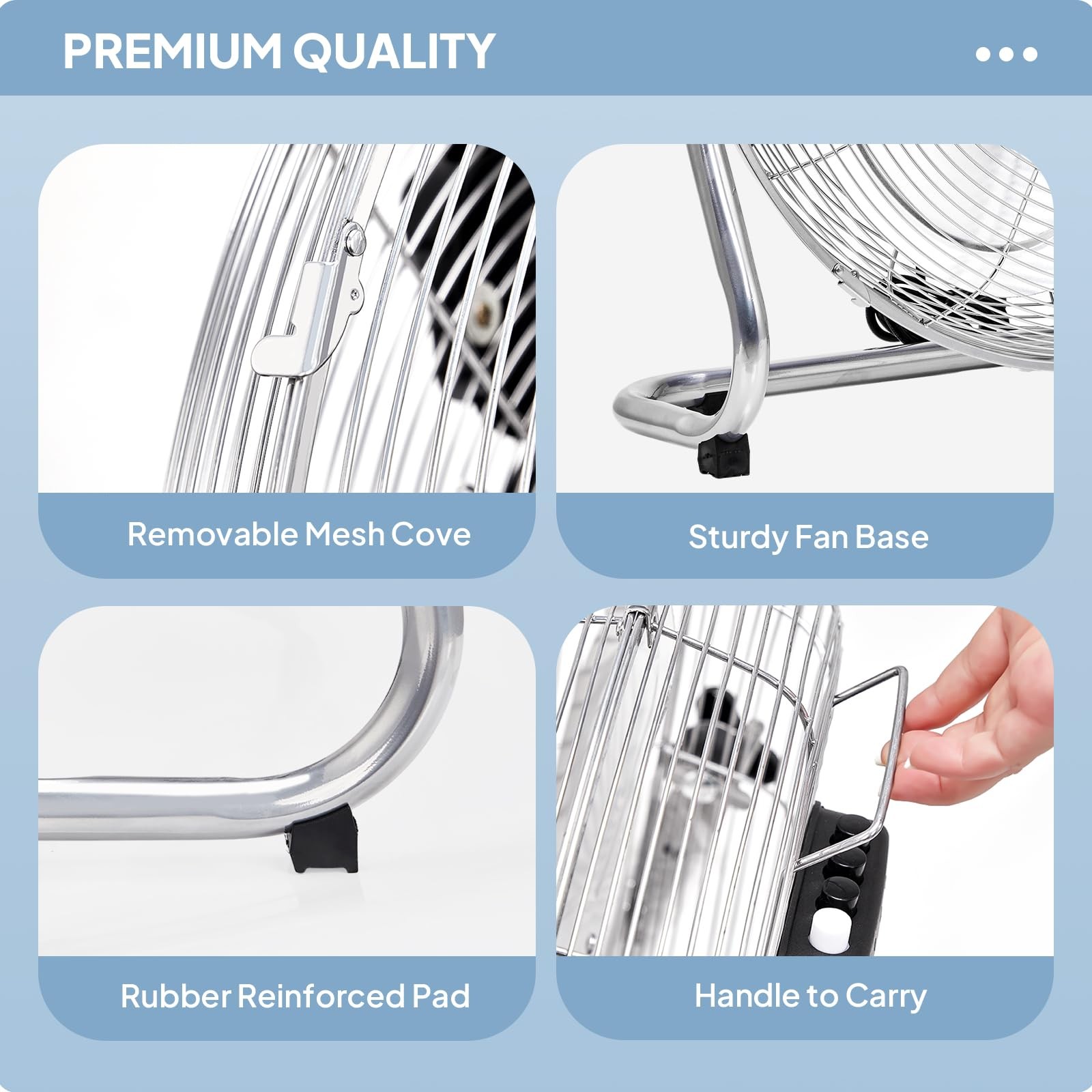 20 Inch Heavy Duty Industrial Floor Fan 8165 CFM High Velocity Metal Fan Garage