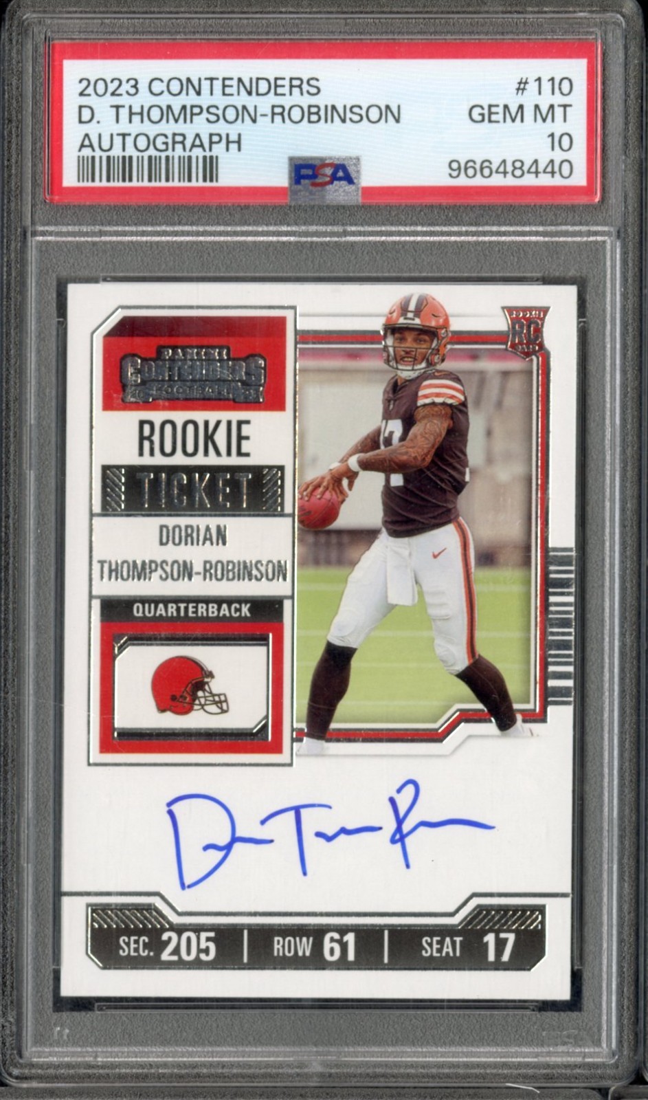 Dorian Thompson-Robinson #110 2023 Panini Contenders Football Rookie Red Zone Ticket FOTL RPS