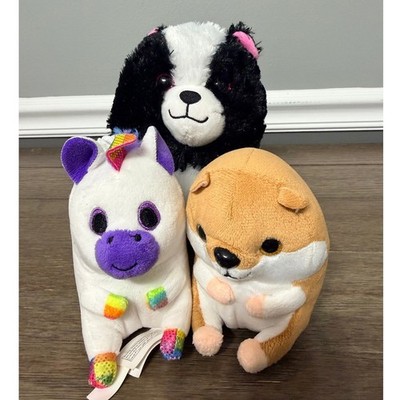 Nanco Belly Buddy Plush Hamster Skunk and Unicorn  Stuffed Animal Toy Bundle