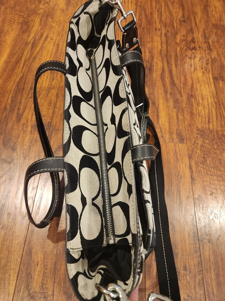 COACH Black Woven Jacquard Diaper Bag/computer tote With Crossbody Strap  - Image 4 of 4