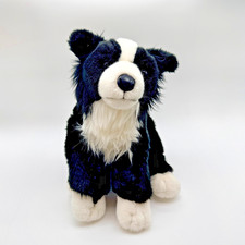 Animal Alley Border Collie Plush Black White Dog 10" Body Realistic Soft read