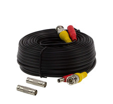 BNC Video Power Cable, 60Ft All-In-One Video HD-TVI HD-CVI AHD Analog 1080P Blac