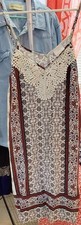 Knox Rose Women’s XL Regular Ivory Floral V-Neck Strappy Crochet Pullover Mini