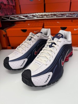 Nike Men's Shox R4 Shoes USA Blue White Red HQ1988-400 | eBay