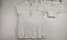NWT Adore Me Womens Small White Pajama Top Shirt & Short Bottom Set