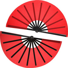 2 Pack Large Folding Rave Fans for Women Men, Nylon Hand Fans Loud Snap Sound Fo