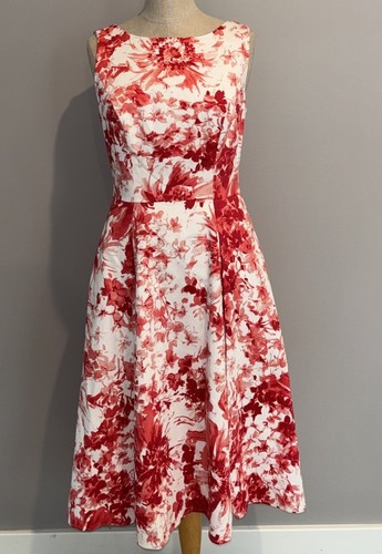 Adrianna Papell Dress White Pink Floral Sleeveless Sz 6