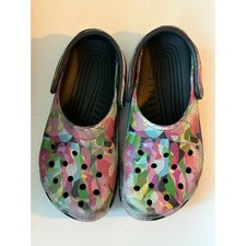 Crocs Classic Clogs Kids Multi Color Abstract Floral Metallic Print Size M4 W6