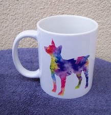 DJ Rogers Colorful Rat Terrier Dog Coffee Mug Cup GIFT watercolor multi on white