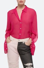 NWT $350 Helmut Lang Relaxed Fit Silk Organza Button-Up Shirt M