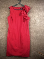 Premise Dresses Dress Womens 10 Red Sheath Knee Length Ruffle Lined Party