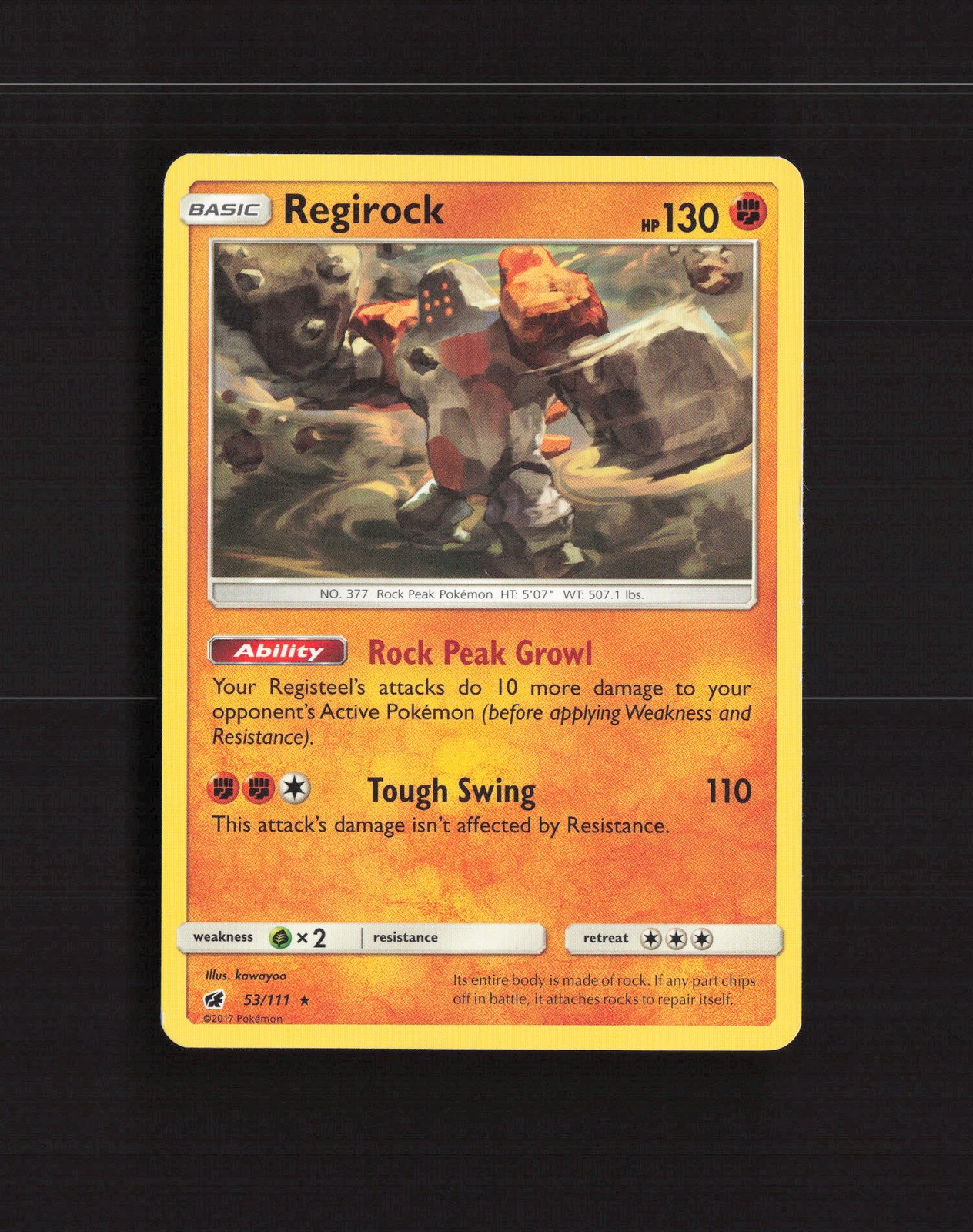 Regirock 53/111 Crimson Invasion Rare Pokemon Card MP