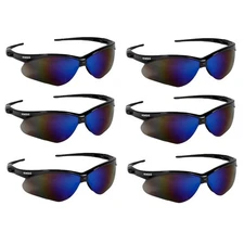V30 Nemesis Safety Glasses / Sunglasses 14481 Black Frame, Blue Mirror Lens (...