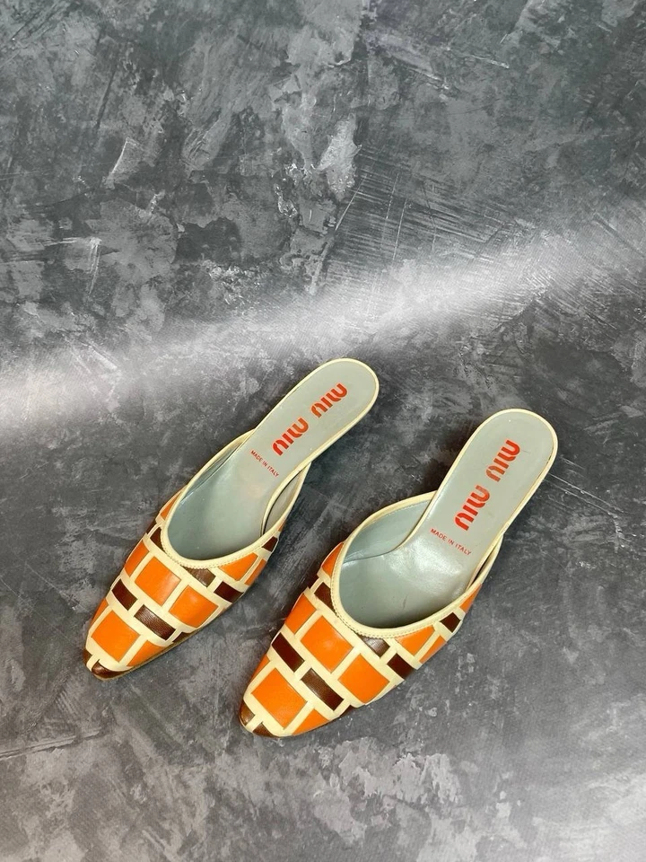 Muli Miu Miu p 38 Marrón Beige Arancione Foto 2 de 4