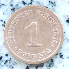 1 Pfennig 1874 G Copper Empire Coin German Reich Rare Excellent Condition