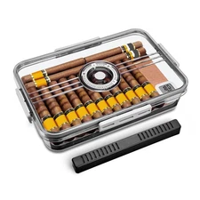 Cigar Humidor, Humidifier and Hygrometer Storage for 30 Cigars Clear Humidor