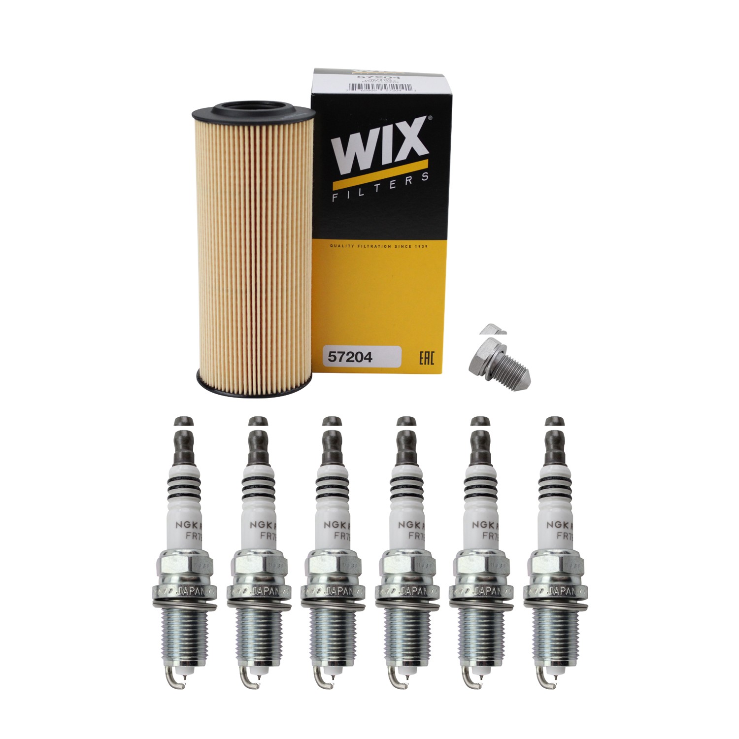 Wix Engine Oil Filter  NGK 6 Ruthenium HX Spark Plugs kit for Audi A4 A6 V6 Gas