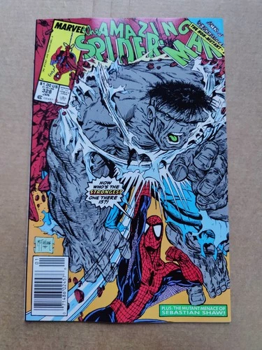 The Amazing Spider-Man #328 (Marvel Comics January 1990) Newsstand Hulk VF